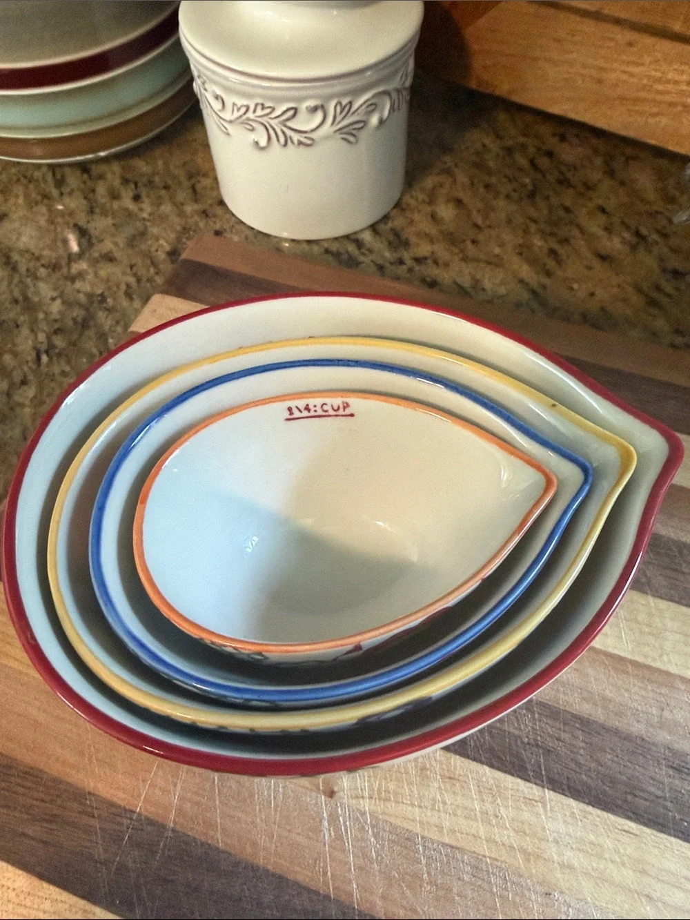 Pier 1 Multicolor Floral Ceramic Nesting Measuring Cups